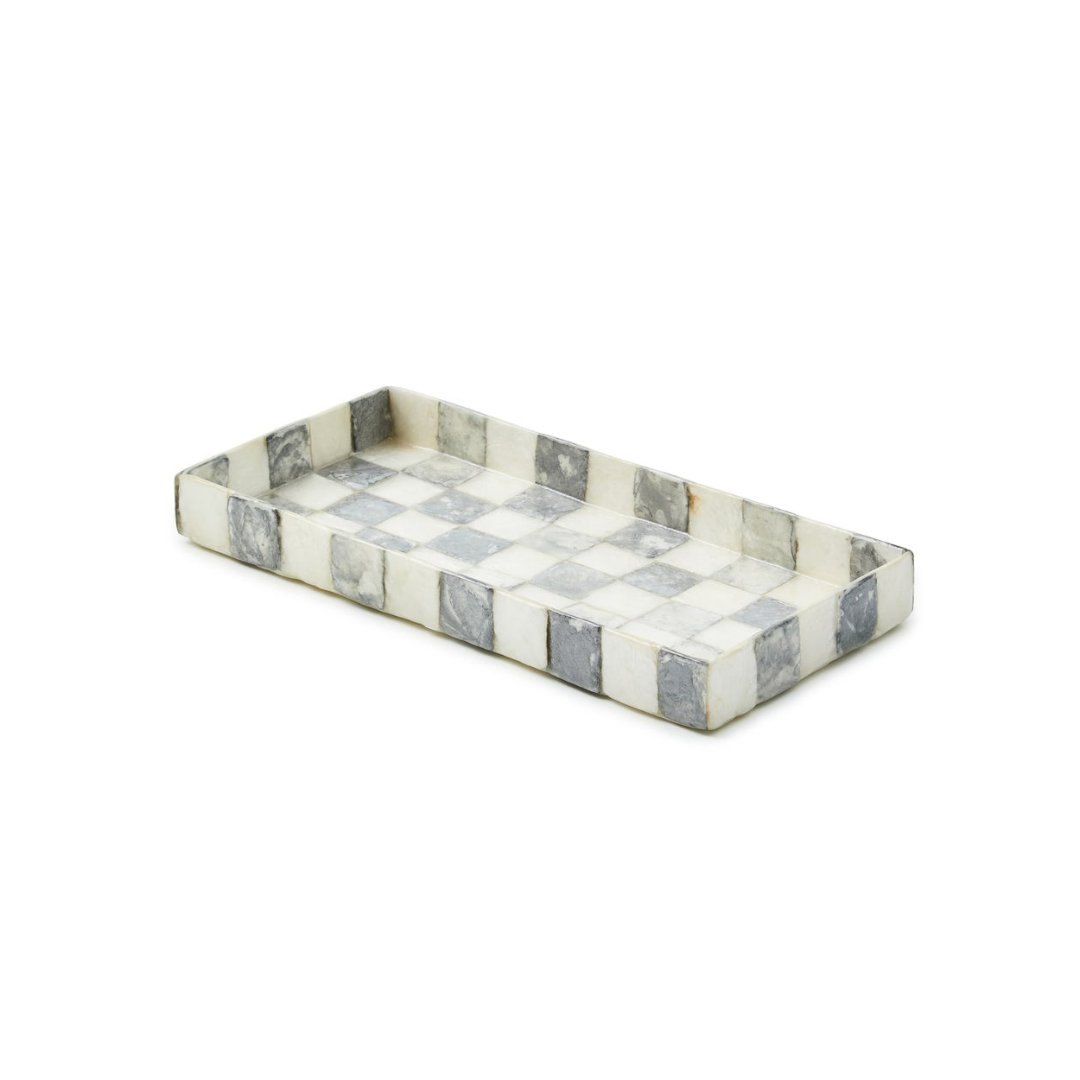 Sterling Check Capiz Vanity Tray