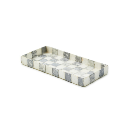 Sterling Check Capiz Vanity Tray