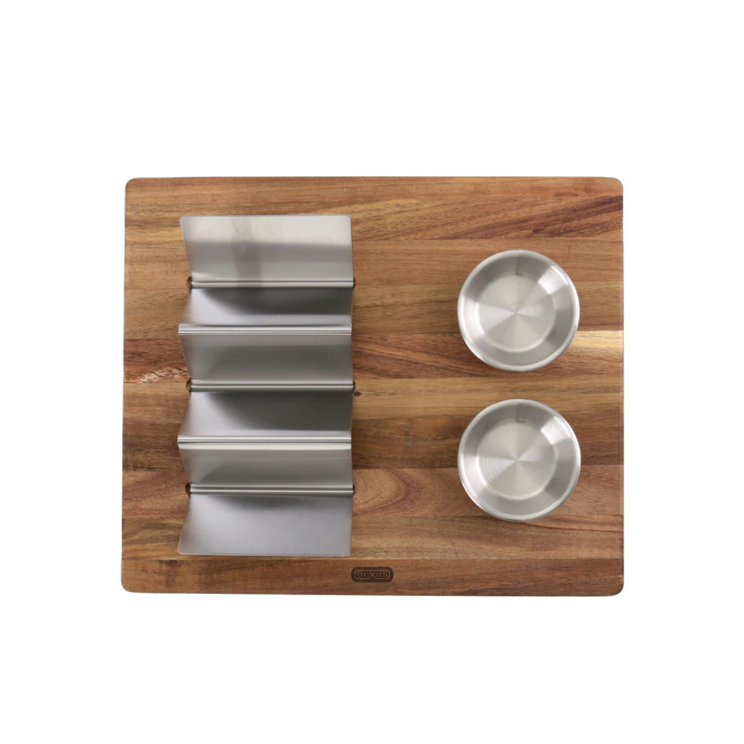 Taco Board Acacia / With 2 Cups And A Holder