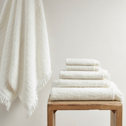 Nova Cotton Dobby Slub 6 Piece Towel Set - Ivory