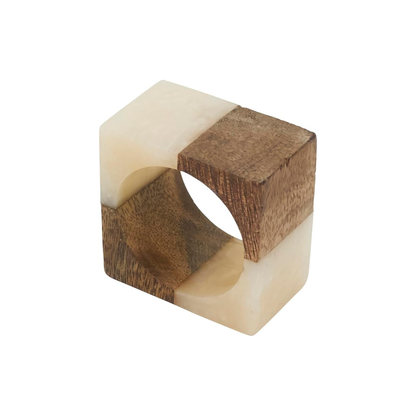 Wood And Resin Napkin Ring Set Of 4