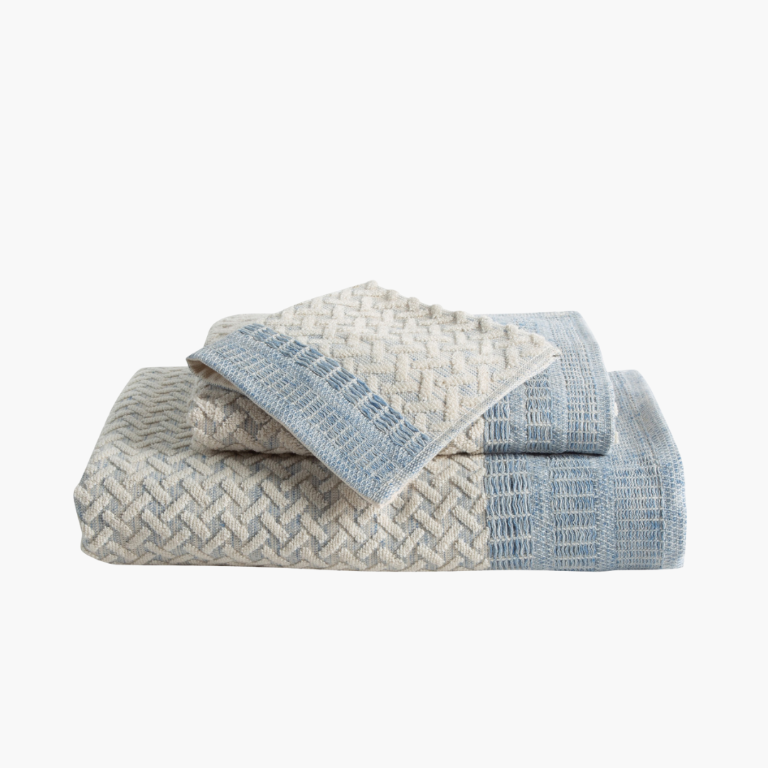 Porto Hand Towel 16″ x 28″- Blue- Natural