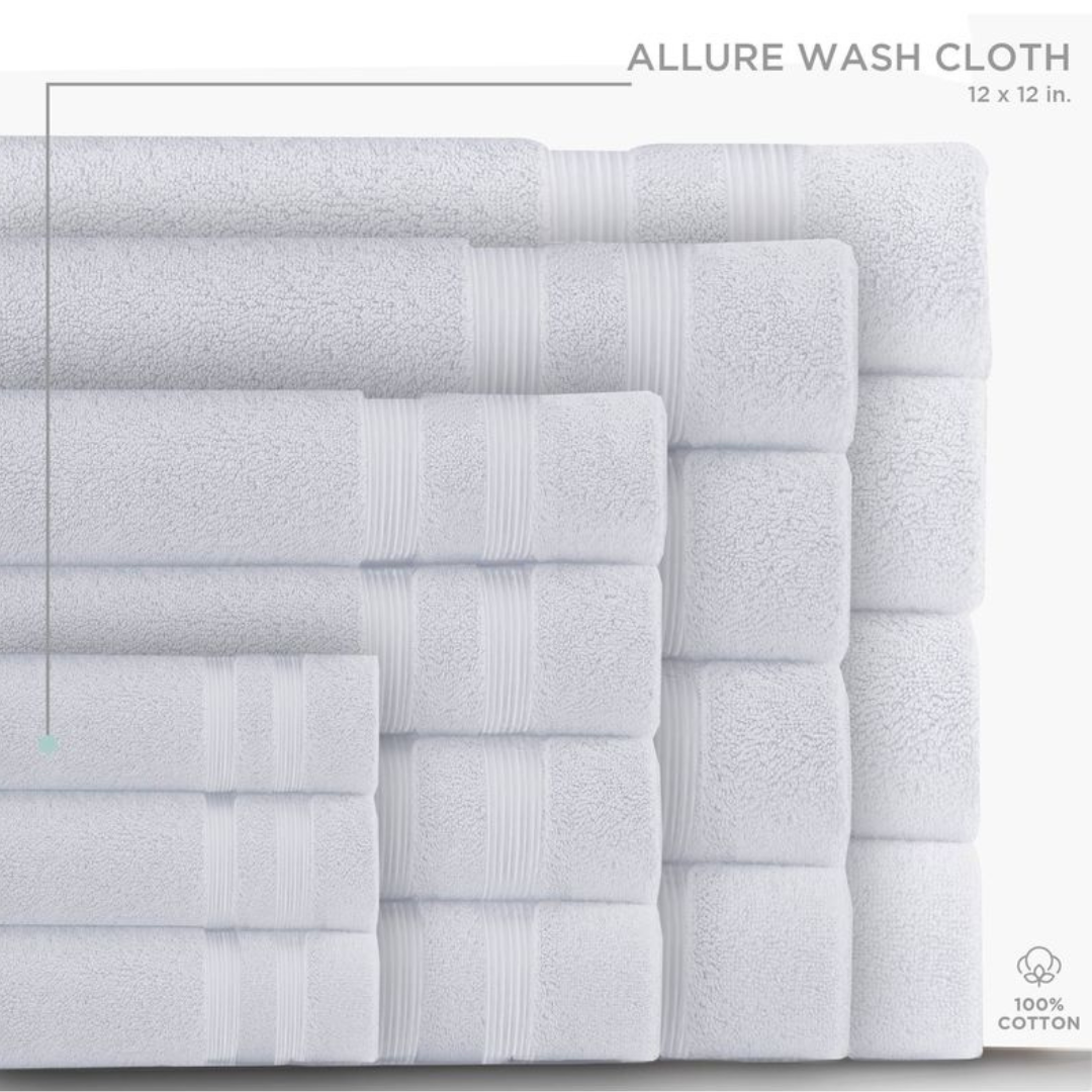 Allure Wash Towel White 12"x 12"