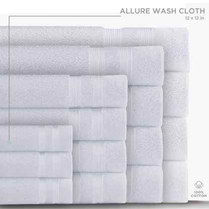 Allure Wash Towel White 12"x 12"