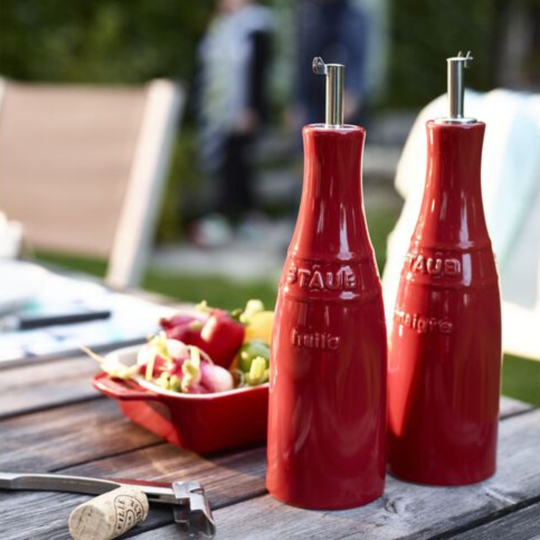 2 Piece Ceramic Oil and Vinegar Set - Cherry