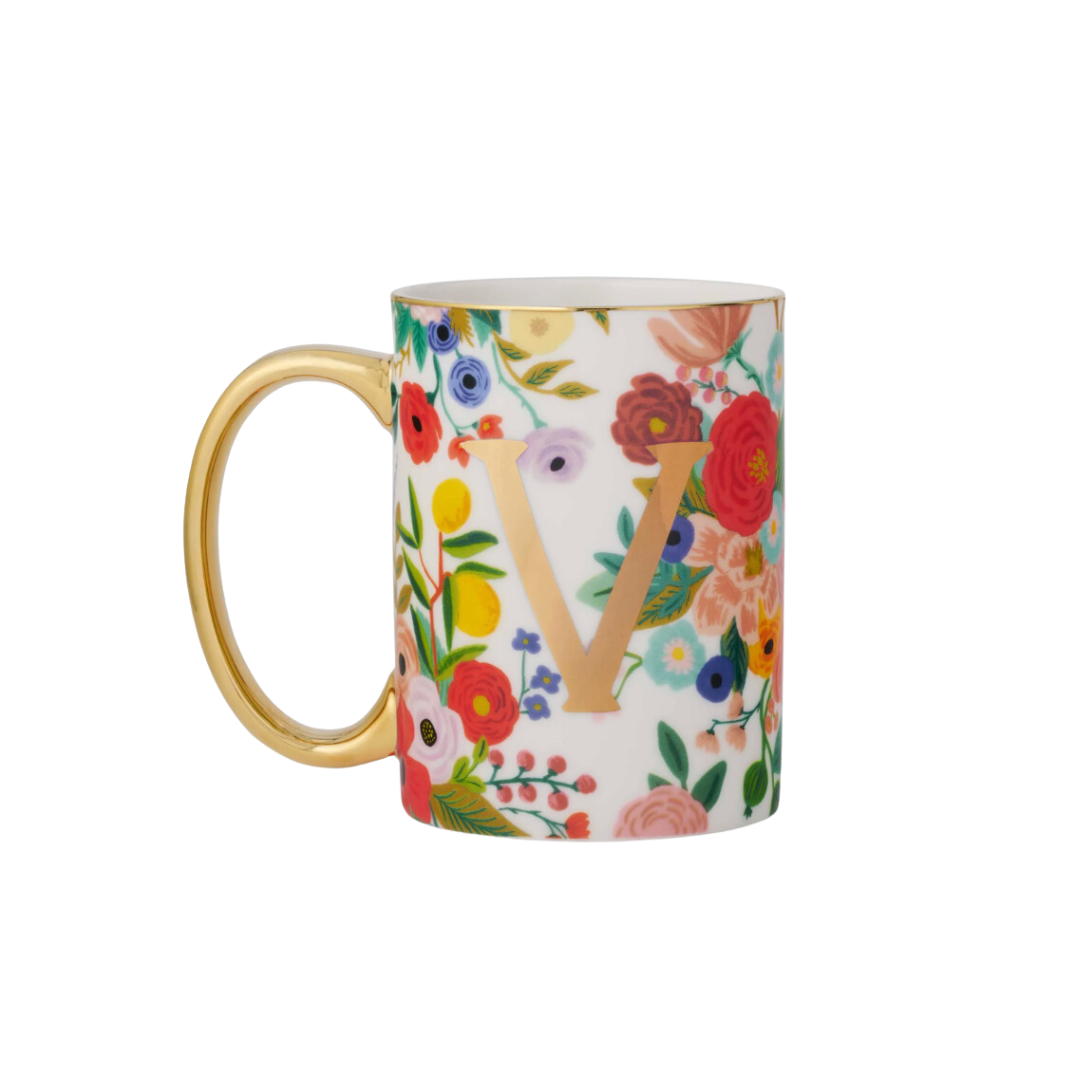 Garden Party Porcelain Monogram Mug - V