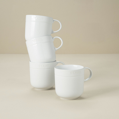 Ceramic 4-pc 16 oz. Mug Set - White