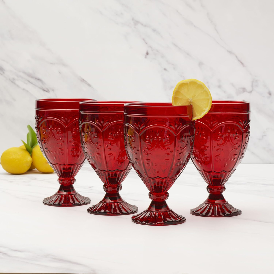 Trestle Glassware Goblets Red, Set Of 4
