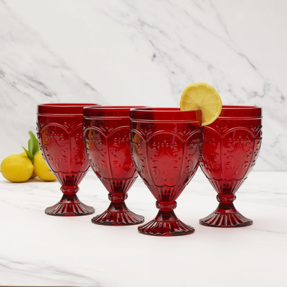 Trestle Glassware Goblets Red, Set Of 4