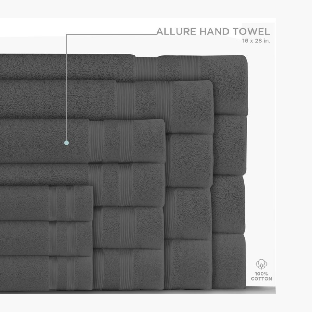 Allure Hand Towel Dark Grey 16" x 28"