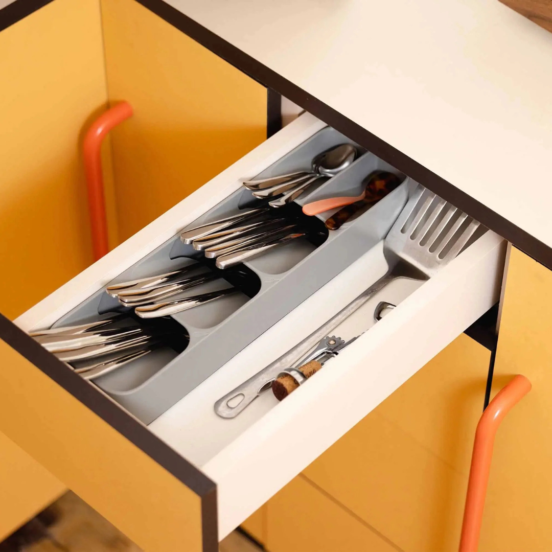 DrawerStore™ Grey Compact Cutlery Organiser