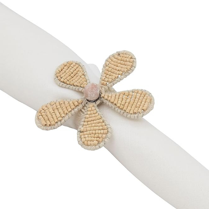 Beaded Flower Napkin Ring Set Of 4