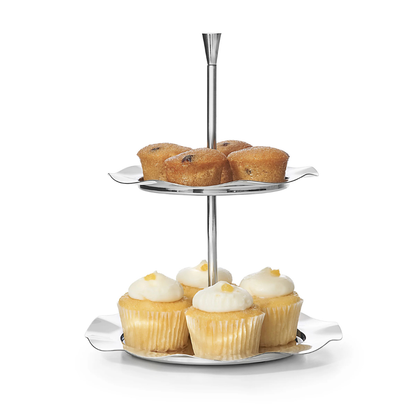 Lilliput Mirrored Stainless 2 Tiered Serving Stand