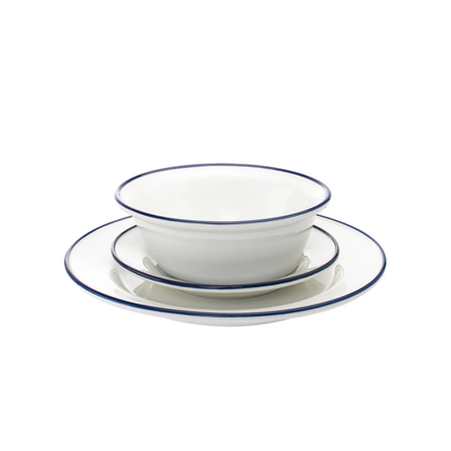 Bistro Blue Rim Porcelain 16 Piece