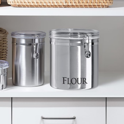 Stainless Steel Jumbo 8"  "FLOUR" Clamp Canister