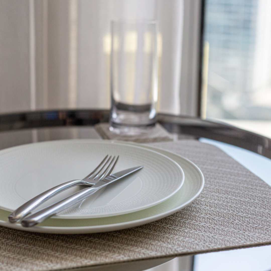 St. Tropez Reversible Rectangular Placemat - Diagonal Beige / Green Set of 4