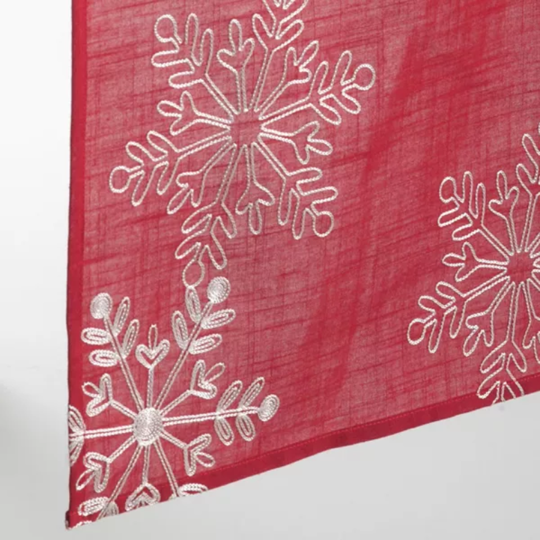 Camino de mesa con diseño de copos de nieve, rojo, 16 x 70 pulgadas
