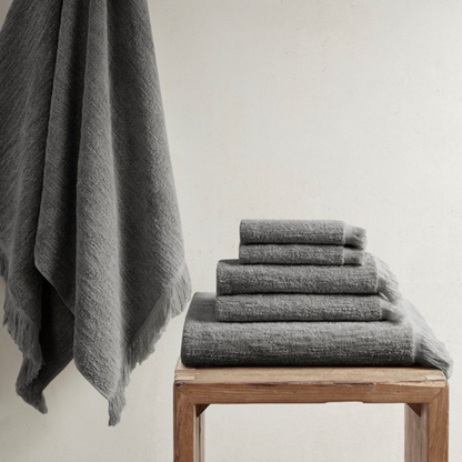 Nova Cotton Dobby Slub 6 Piece Towel Set - Charcoal