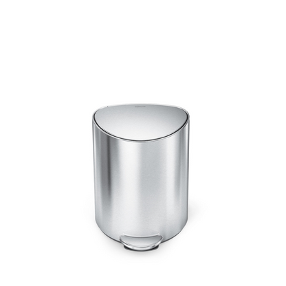 6L Semi-Round Step Can, Brushed Stainless Steel