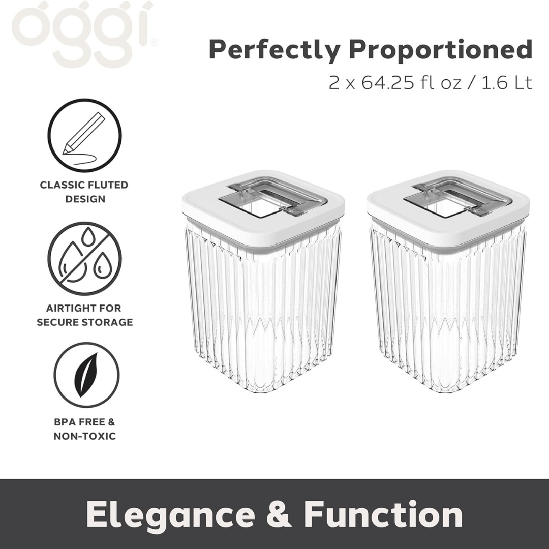 Set/2 64 OZ Fluted Canisters