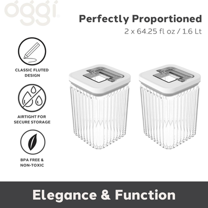 Set/2 64 OZ Fluted Canisters