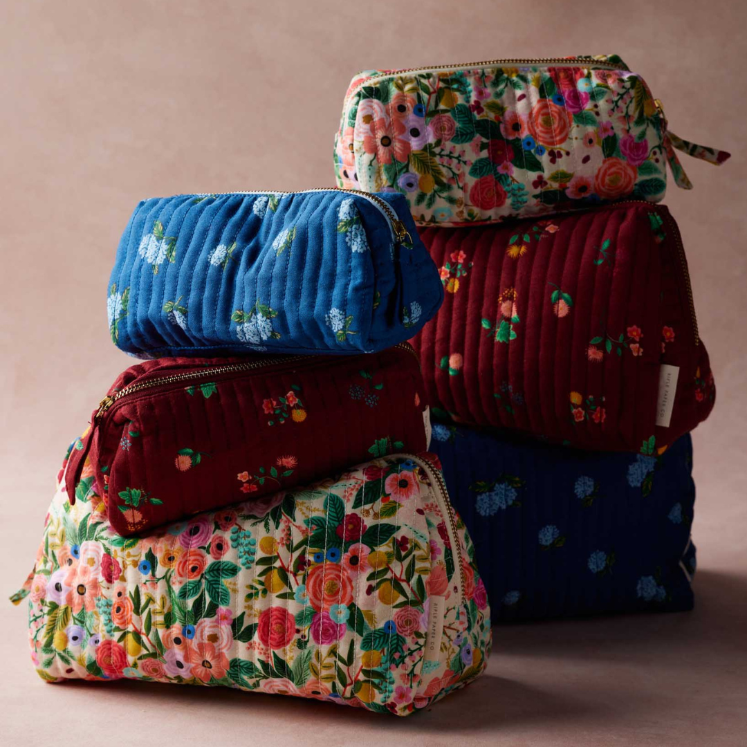 Garden Party Quilted Large Cosmetic Pouch