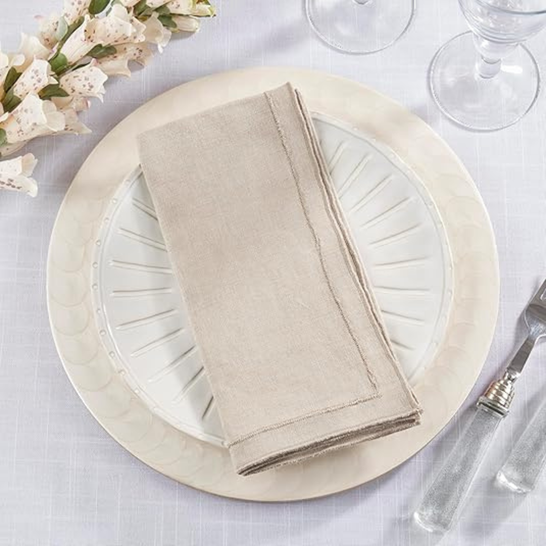 Stonewashed Overlock Border Napkin Set Of 4