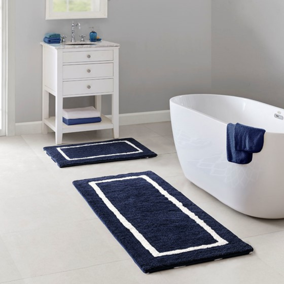 Bittman Reversible High Pile Tufted Bath Rug - Navy