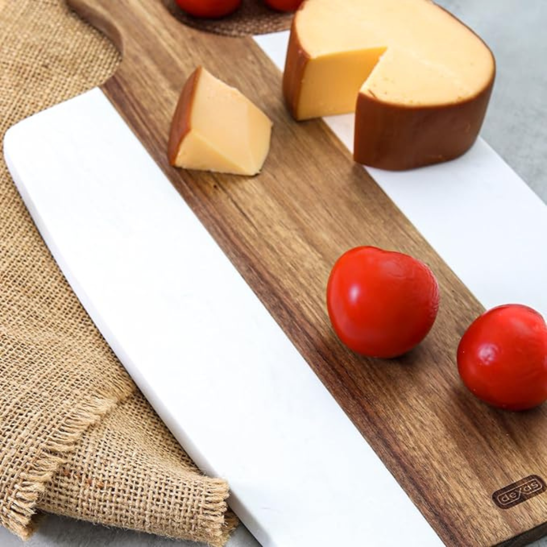 Acacia & White Marble / Serving Board