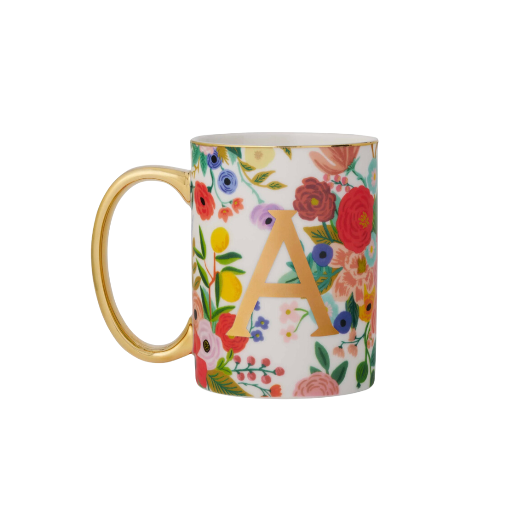 Garden Party Porcelain Monogram Mug - A