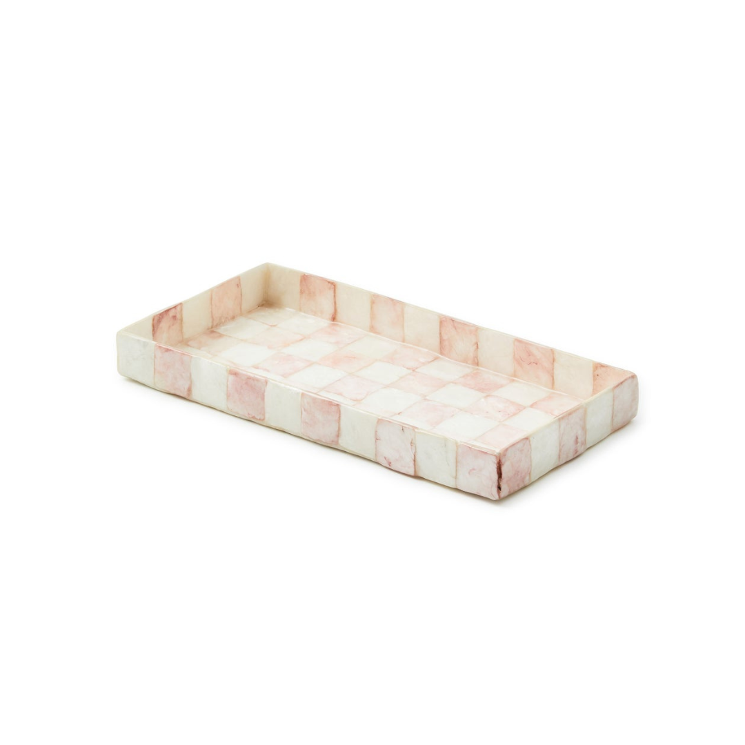Rosy Check Capiz Vanity Tray