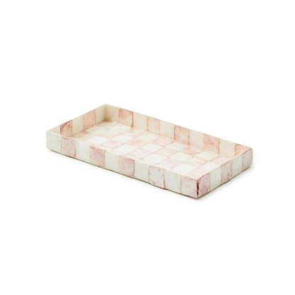 Rosy Check Capiz Vanity Tray