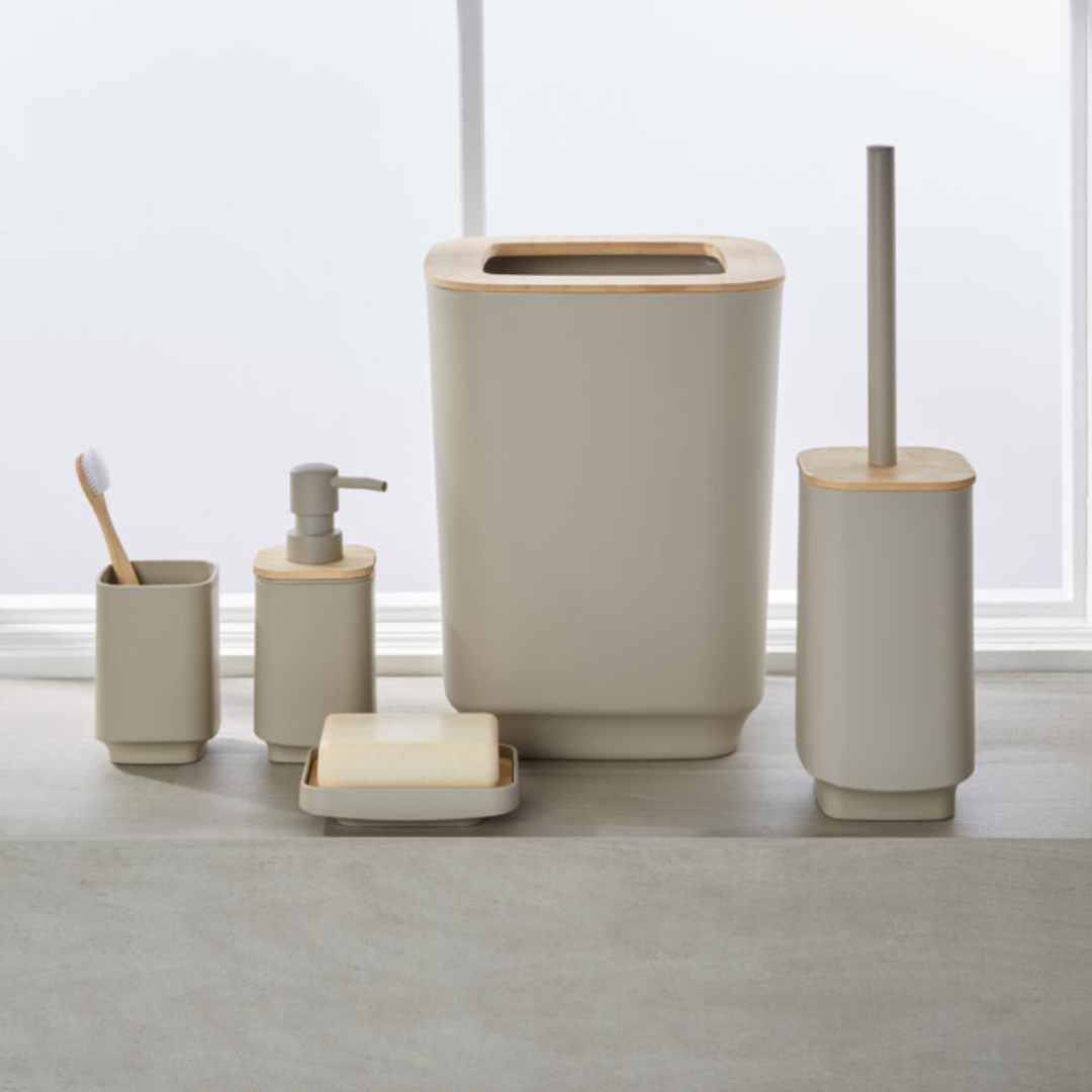 N&T Aspen Toilet Brush pp W/Bamboo Taupe