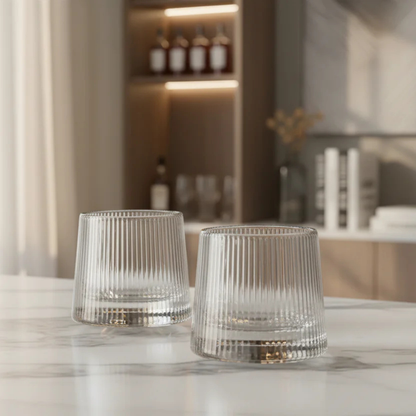 Orbit Spinning Double Old Fashion Glass, Set of 2