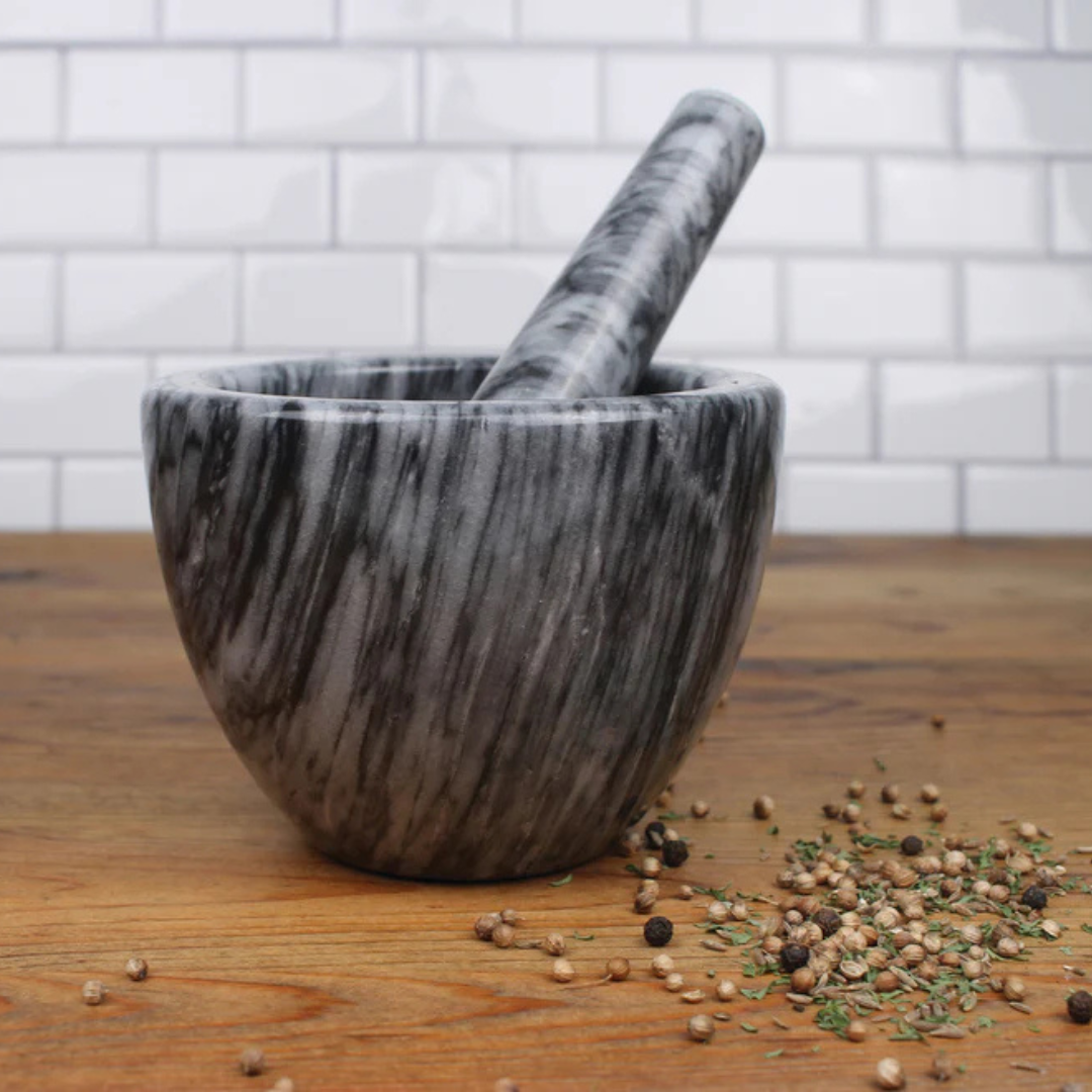 Marble Mortar & Pestle Gray