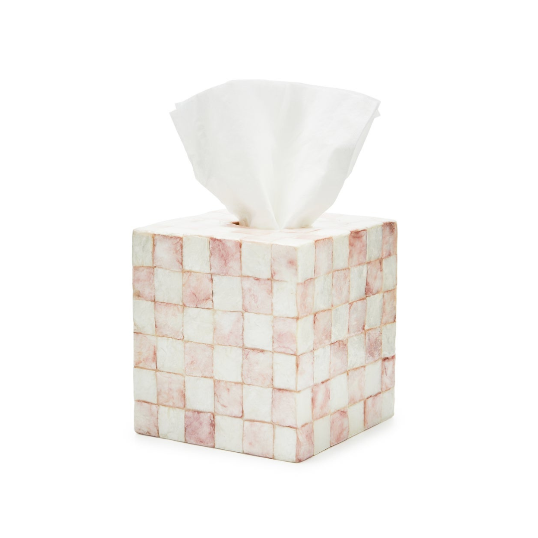 Rosy Check Capiz Boutique Tissue Box Cover
