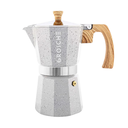 MILANO STONE Stovetop Espresso Maker, Moka Pot - 9 Cup Fossil Grey