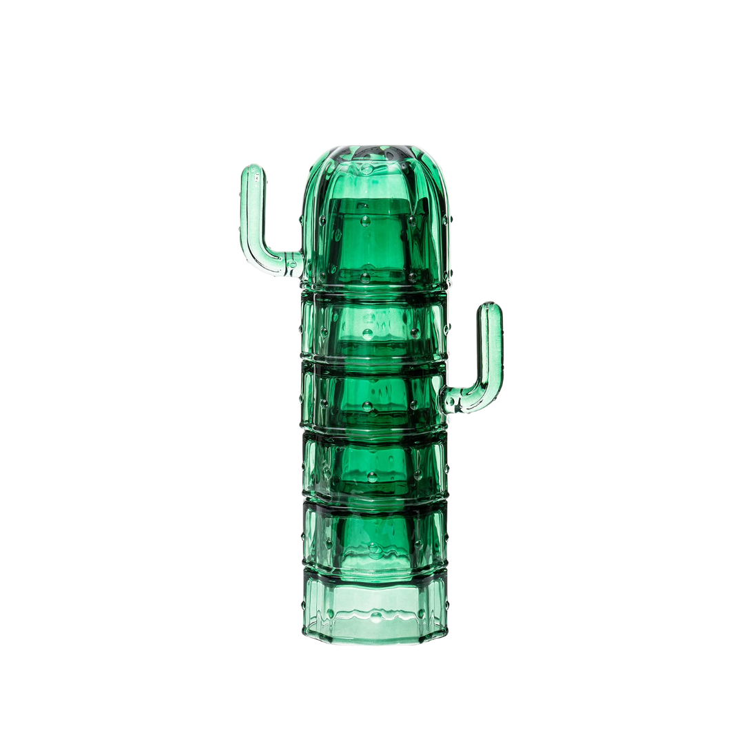 Juego de 6 vasos apilables con forma de cactus y asas