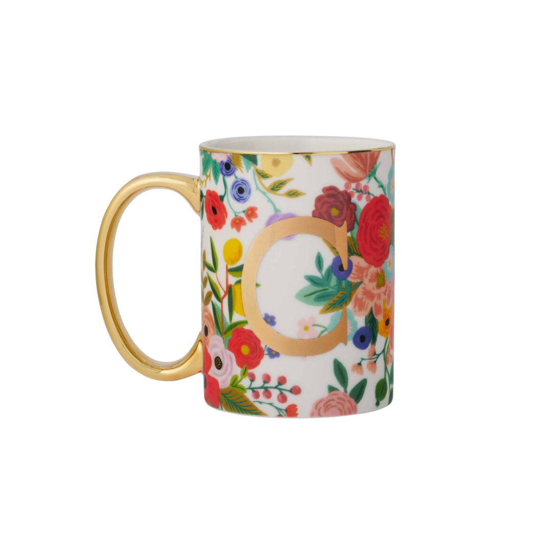 Garden Party Porcelain Monogram Mug - C