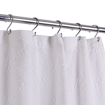 Riveria shower Curtain Floral. Embossed 71" x 71" 150 Gsm White