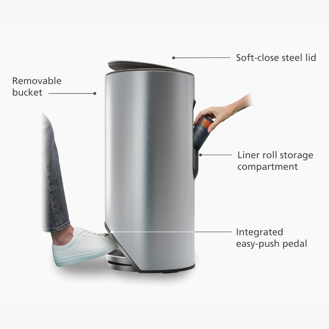 Arc™ 30L Easy-push Stainless-steel Pedal Bin