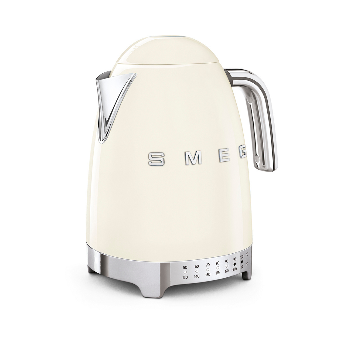 50s Retro Style Variable Temperature Kettle with 3D Logo - Cream