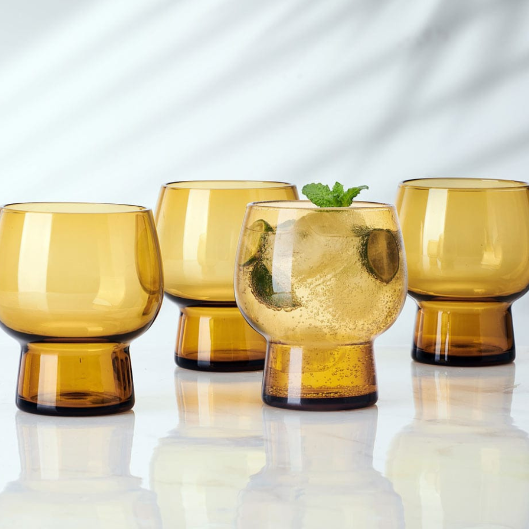 Juego de 4 vasos dobles estilo Old Fashioned de Phoebe Amber