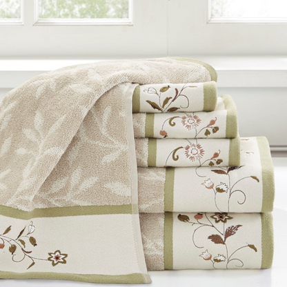 Serene Embroidered Cotton Jacquard 6 Piece Towel Set