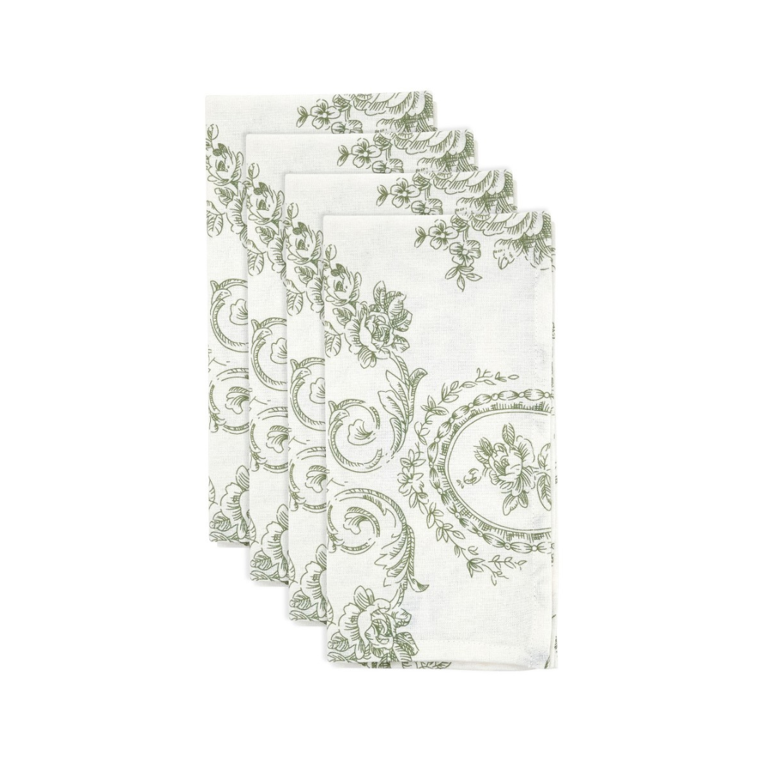 Toile Floral Napkin Set Of 4