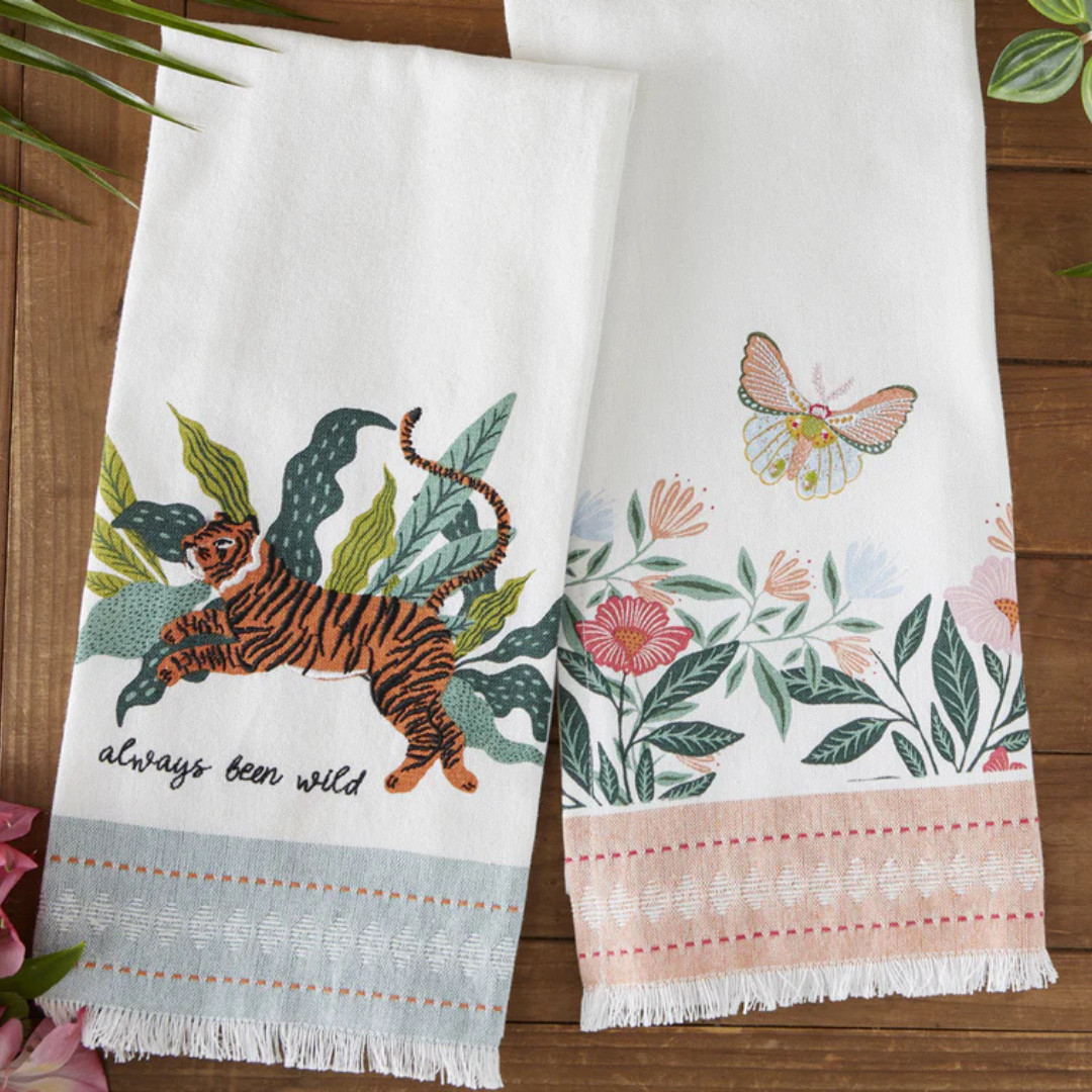 Liana Garden Butterfly Embellished Dishtowel