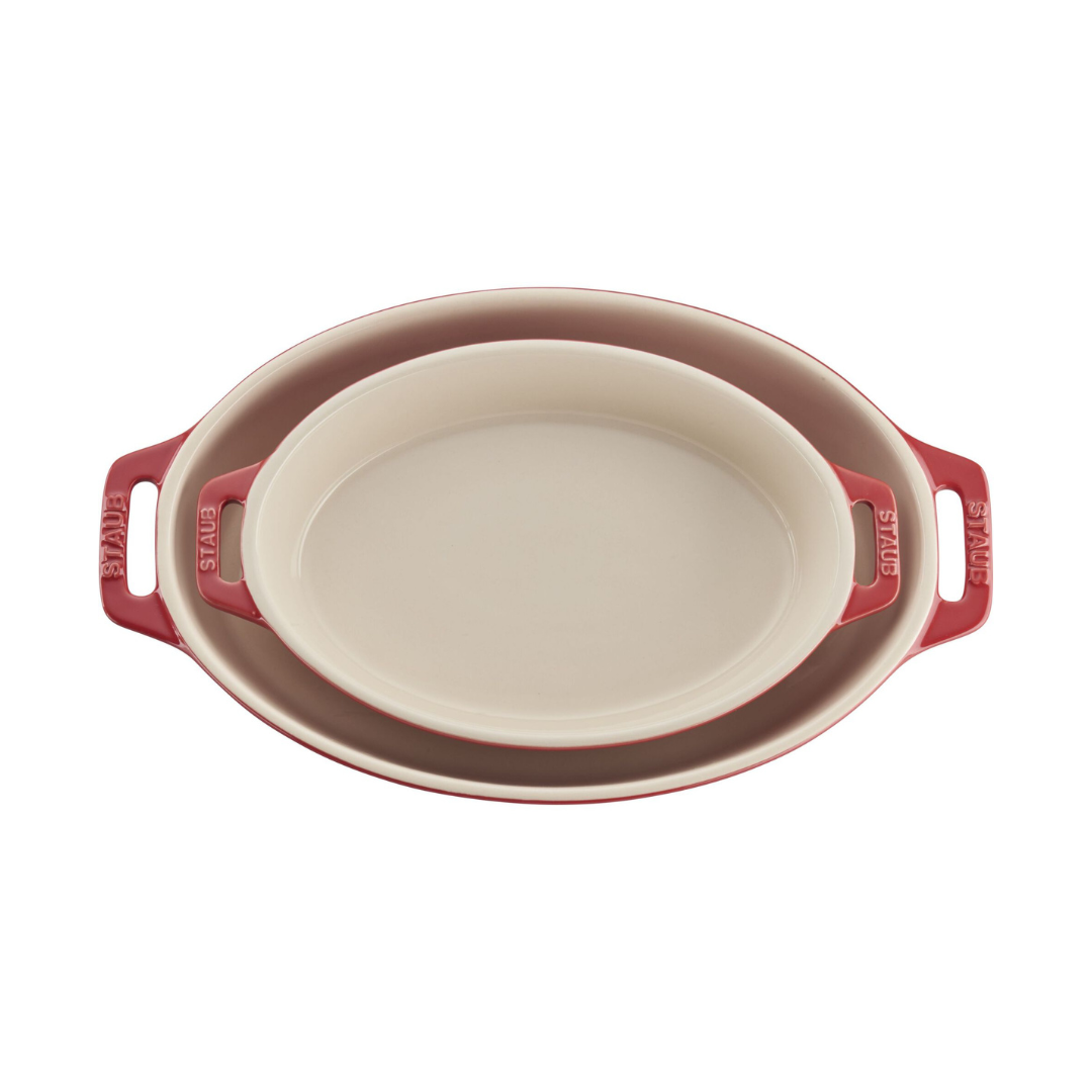 Staub Ceramic Oval Baking Dish 2 Piece Set - Cherry