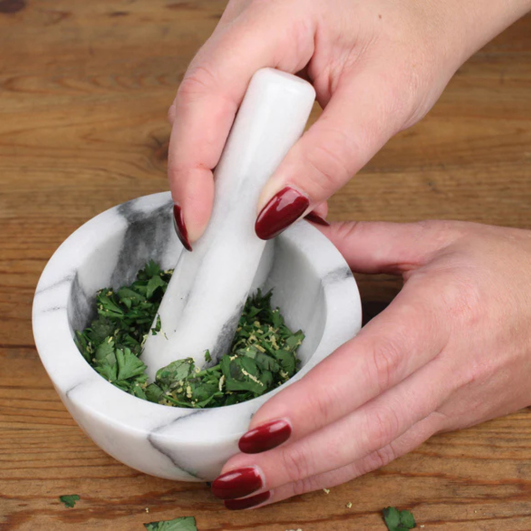 Marble Mortar & Pestle White