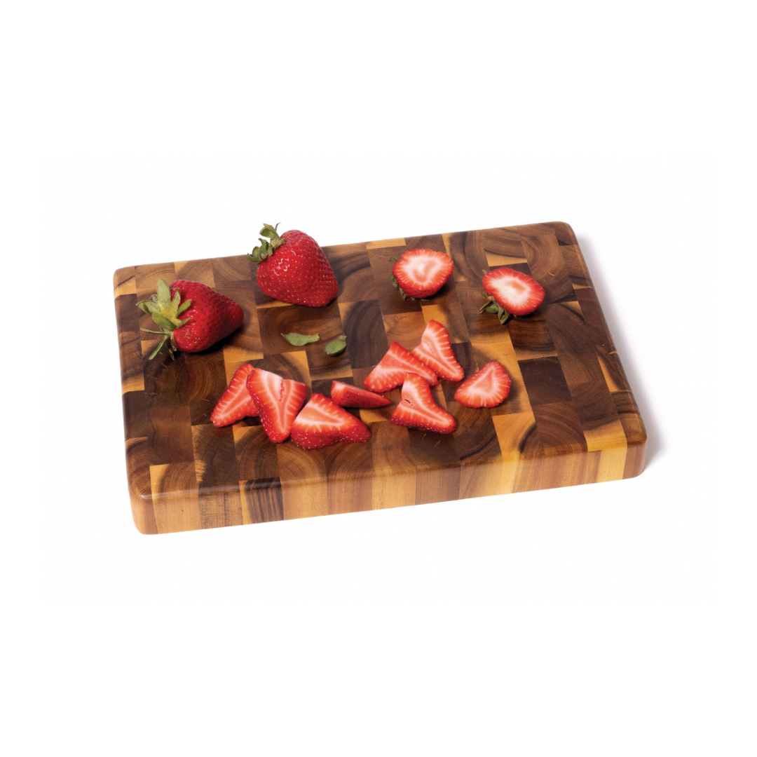 Acacia End Grain Chopping Block with Inset Handles