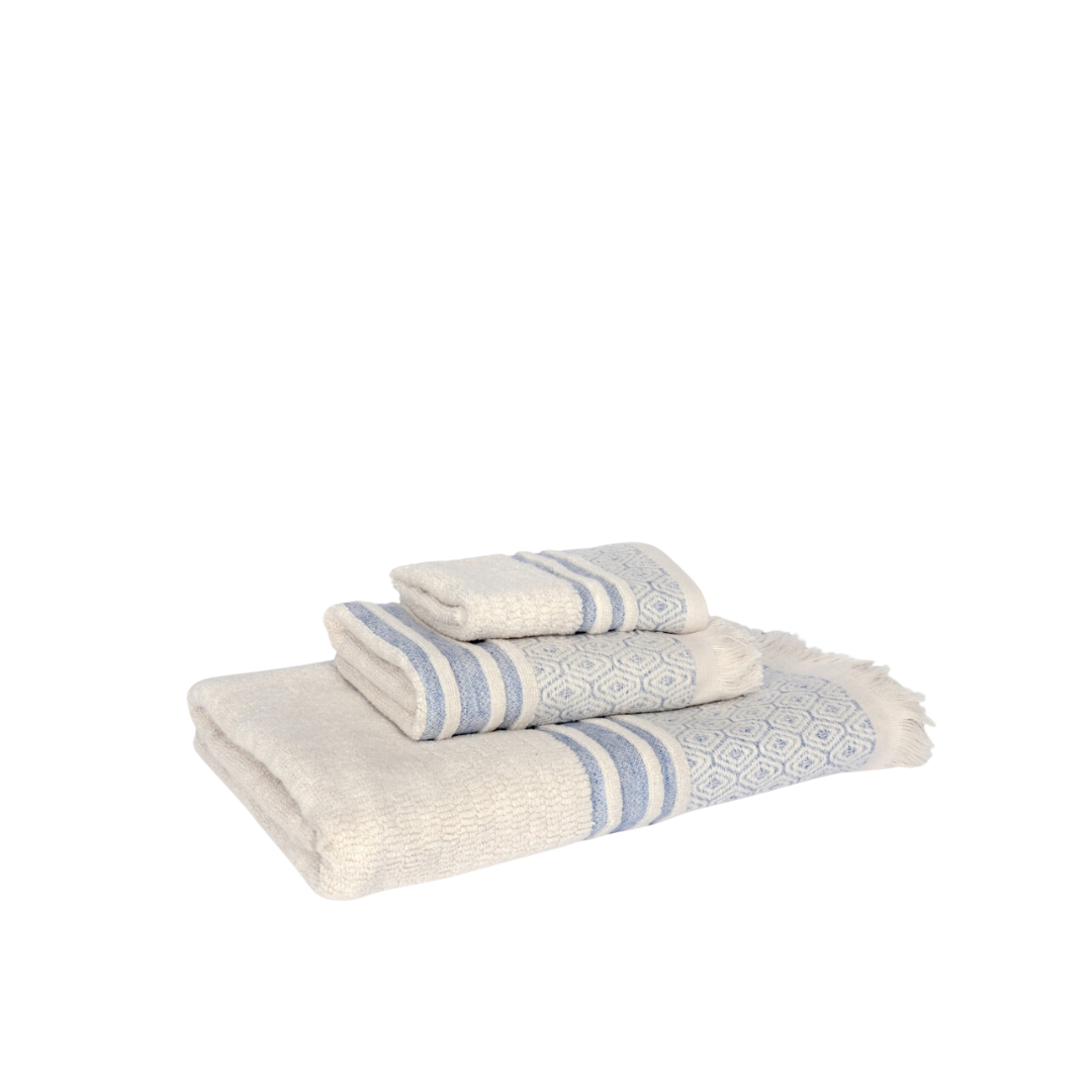 Lisbon Hand Towel - Blue- Natural